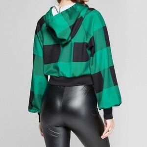 Green and Black Checkered Hoodie